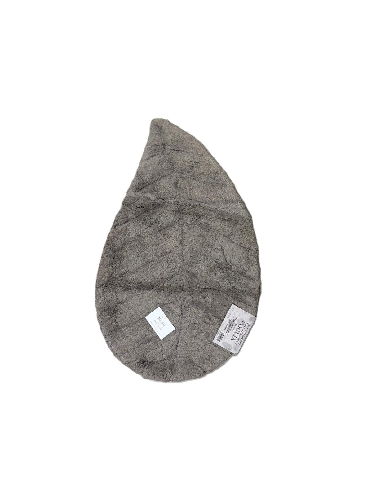 Tappeto Bagno Foglia 50x80 cm, colore grigio – 100% Cotone con Antiscivolo