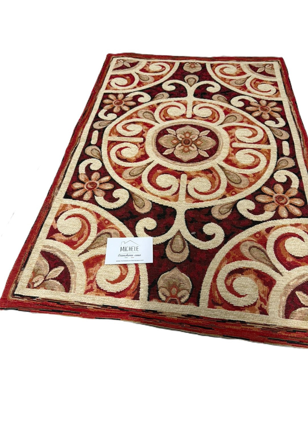 Tappeto in ciniglia con base antiscivolo serie Andalusia, colore rosso, per la tua cucina