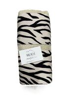 Completo asciugamani viso e ospite in cotone con balza zebrata, colore beige