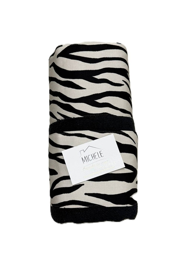 Completo asciugamani viso e ospite in cotone con balza zebrata, colore nero