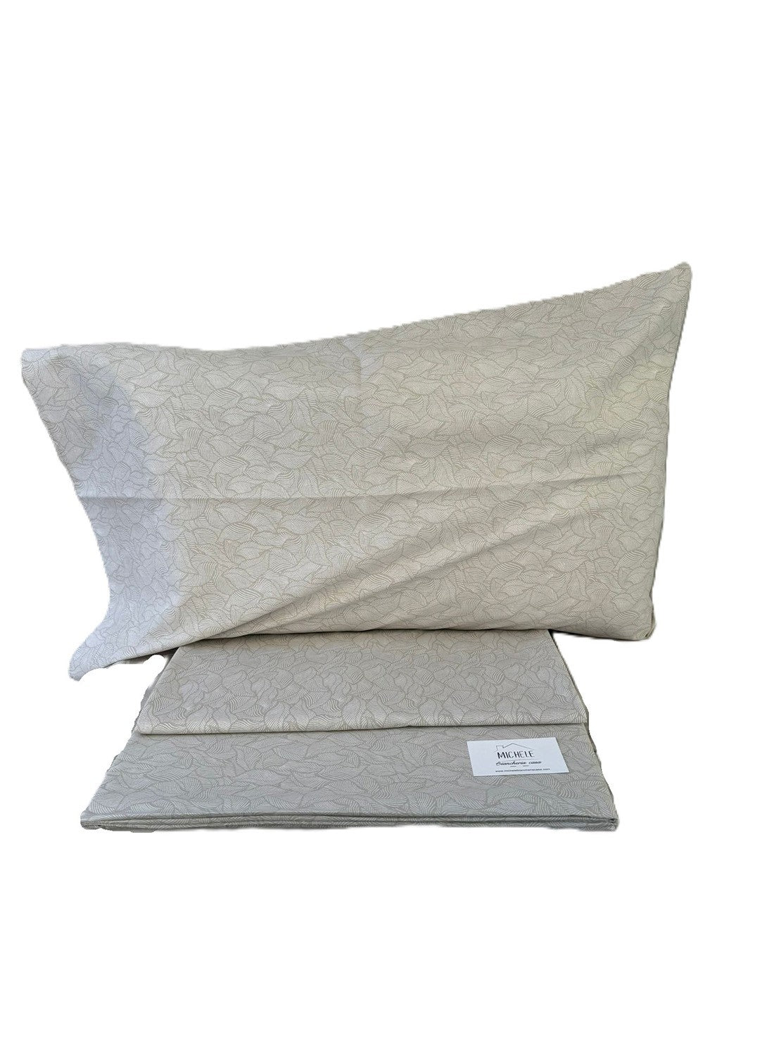 Completo Lenzuola Matrimoniale in cotone fantasia Foglioline, prodotto italiano