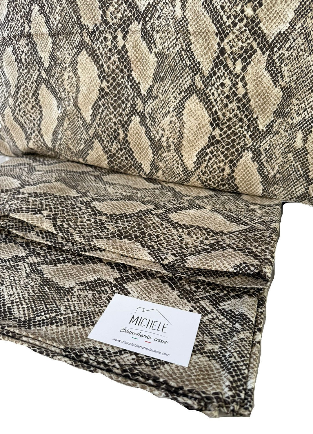 Completo Lenzuola Matrimoniale in cotone fantasia Pitonata, prodotto italiano