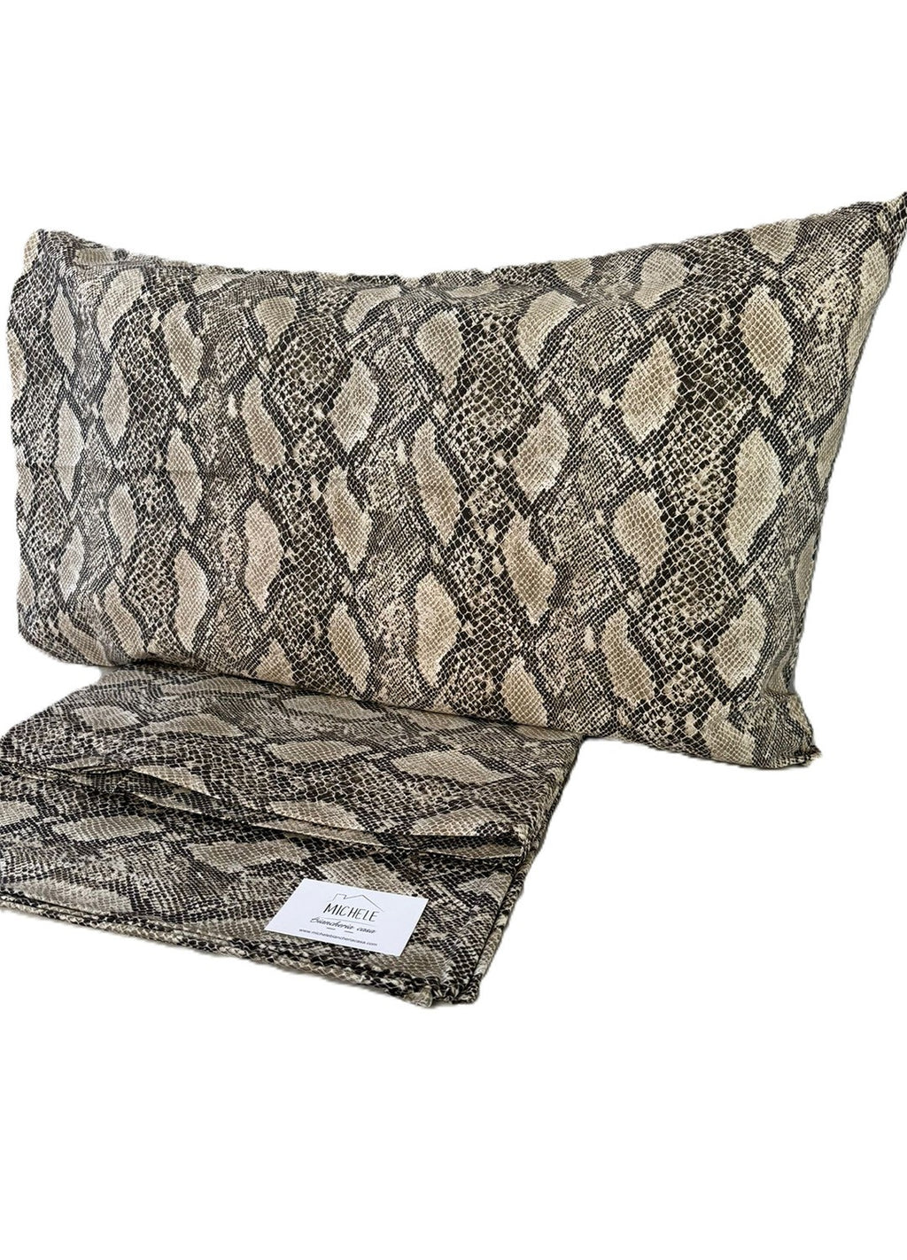 Completo Lenzuola Matrimoniale in cotone fantasia Pitonata, prodotto italiano