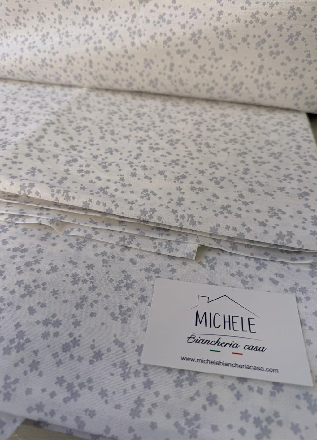 Completo Lenzuola Matrimoniale in cotone fantasia Fiorellino, prodotto italiano