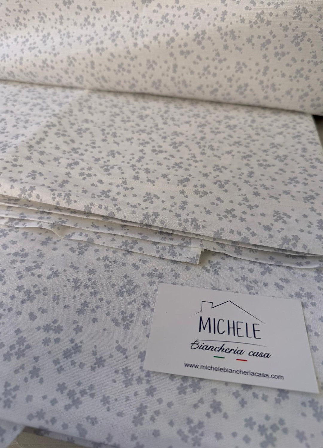 Completo Lenzuola Matrimoniale in cotone fantasia Fiorellino, prodotto italiano