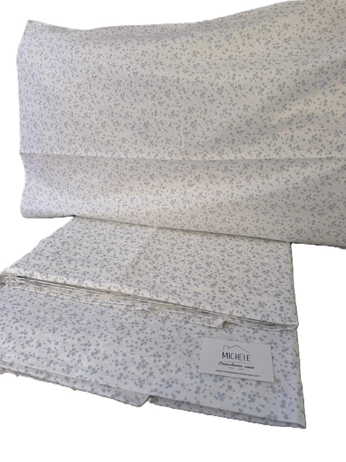 Completo Lenzuola Matrimoniale in cotone fantasia Fiorellino, prodotto italiano