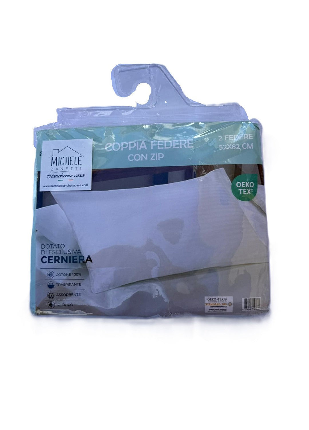 Coppia Federe Copriguanciale 100% Cotone Damascato con Zip – Traspiranti e Sanitarie