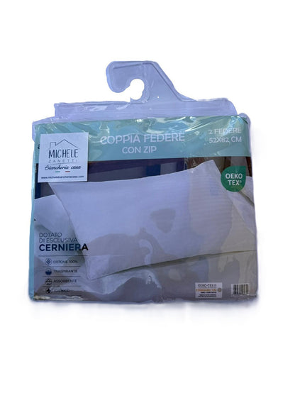 Coppia Federe Copriguanciale 100% Cotone Damascato con Zip – Traspiranti e Sanitarie