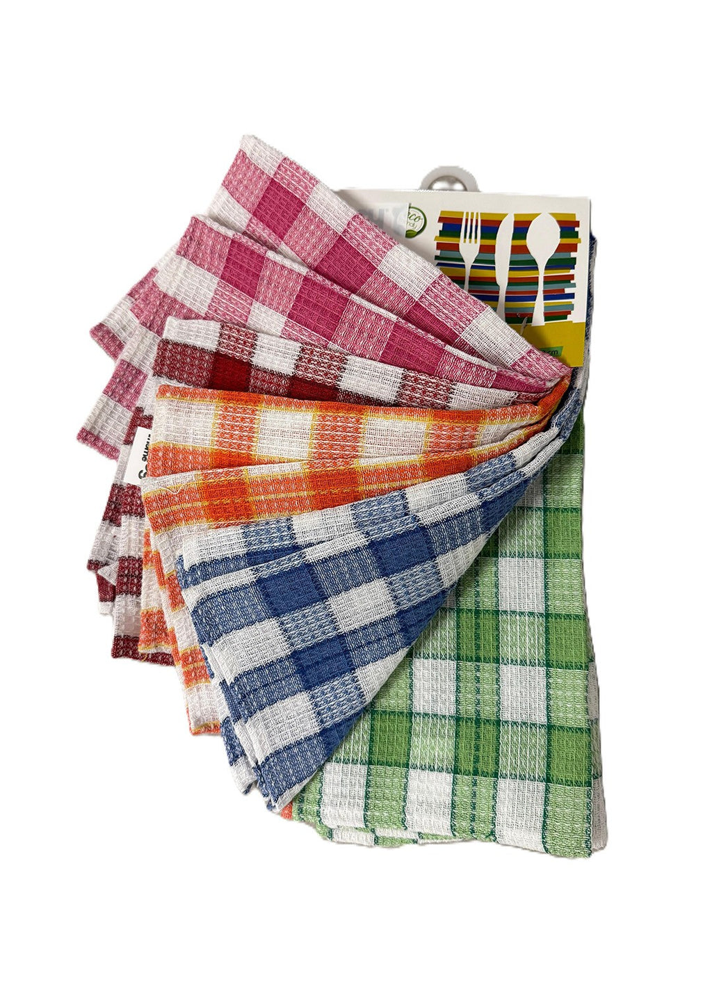 Pacco Strofinacci da Cucina 6 pz – 100% Cotone – Fantasia Quadretti Assortiti