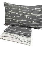 Lenzuolo Matrimoniale 100% Cotone – Fantasia Grigia con Onde e Pois Bianchi