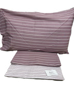 Lenzuolo Matrimoniale 100% Cotone – Fantasia A Righe Rosa Antico e Bianco