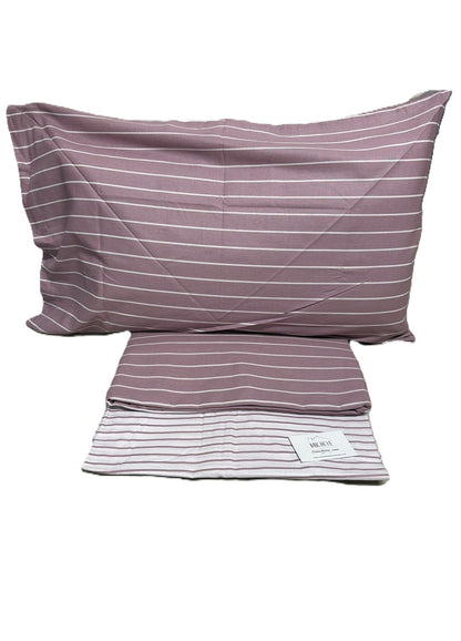 Lenzuolo Matrimoniale 100% Cotone – Fantasia A Righe Rosa Antico e Bianco