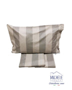 Completo lenzuola in cotone, per letto singolo, modello Riga Larga, colore Talpa o Grigio