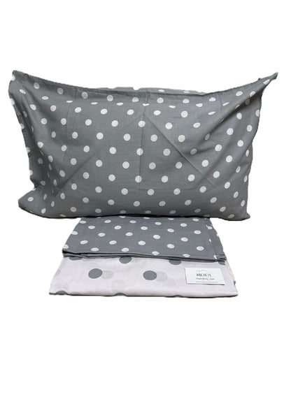 Lenzuolo per letto da una piazza e mezza 100% Cotone – Fantasia A Pois con sfondo Grigio