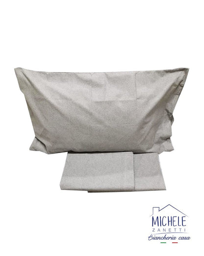 Completo lenzuola in cotone, letto Piazza e Mezza, modello Benedetta, colore Beige