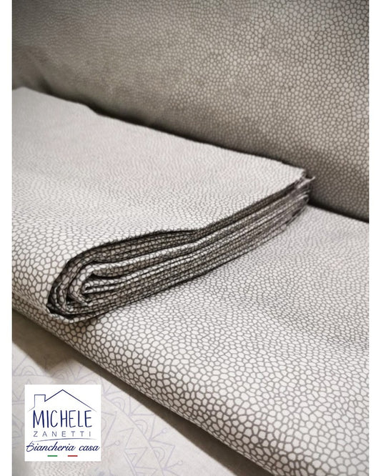 Completo lenzuola in cotone, letto Piazza e Mezza, modello Benedetta, colore Beige