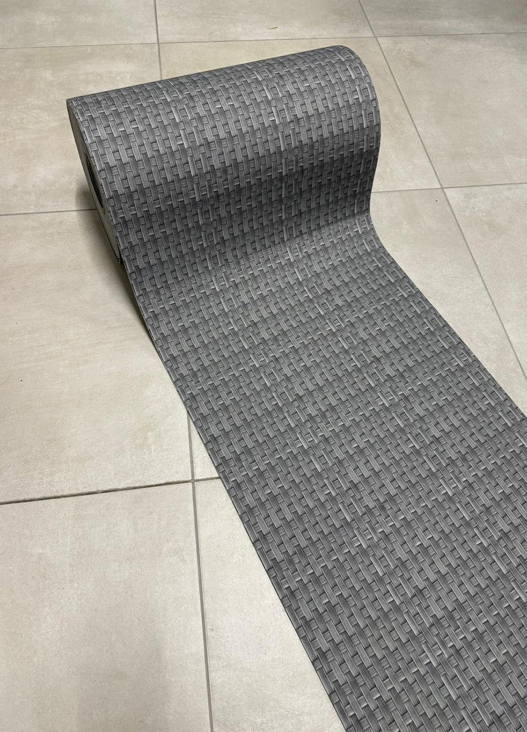Tappeto Cucina a metro Fantasia Rattan Grigio in PVC H 50 cm - lunghezza a scelta, con antiscivolo