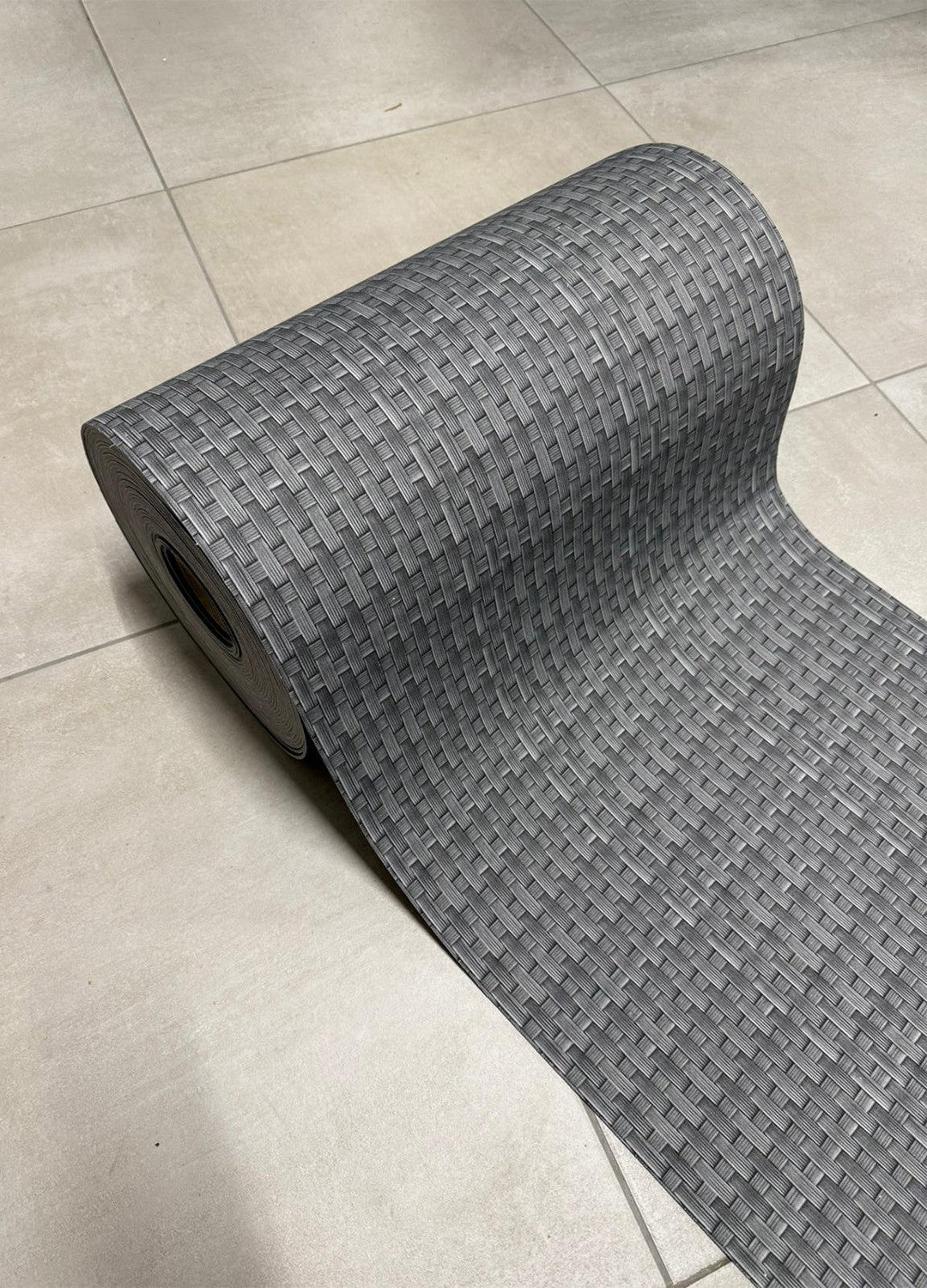 Tappeto Cucina a metro Fantasia Rattan Grigio in PVC H 50 cm - lunghezza a scelta, con antiscivolo