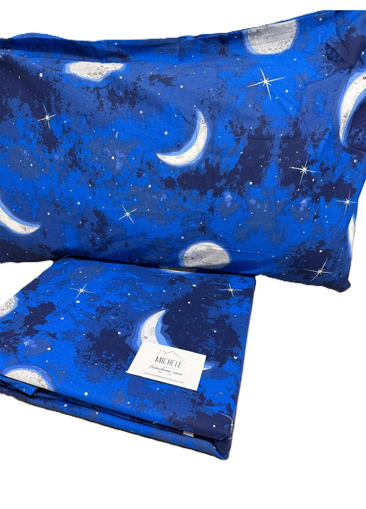 Copripiumino Matrimoniale 100% Cotone 250x200 cm con Patella 45 cm – Fantasia Notte