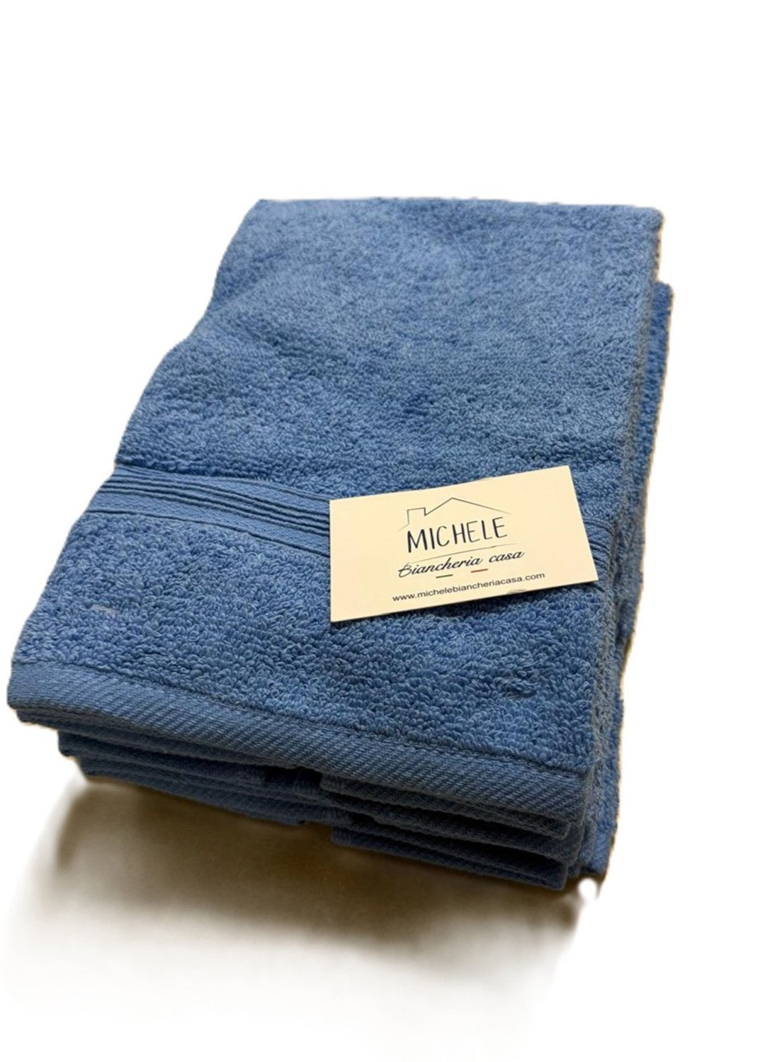 Set 6 Asciugamani Viso in Spugna di Cotone 500g - Colore Blu