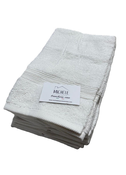 Set 6 Asciugamani Ospite in Spugna di Cotone 500g - Colore Bianco