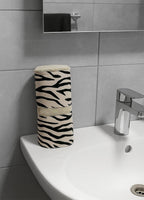 Completo asciugamani viso e ospite in cotone con balza zebrata, colore beige