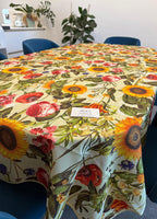 Tovaglia antimacchia fantasia Papaveri e Girasoli, da 6 o 8/12 persone