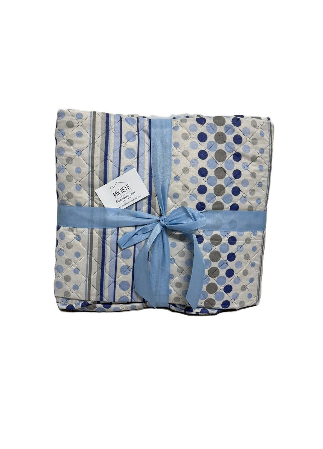 Trapuntino Matrimoniale di mezza stagione, in microfibra, fantasia a pois e righe