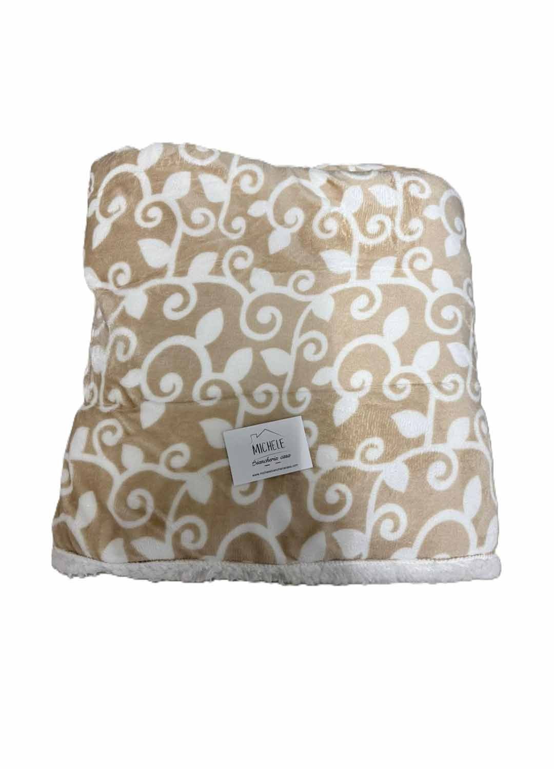 Coperta matrimoniale fantasia Arabesco, modello Super Soft, in morbido agnellato