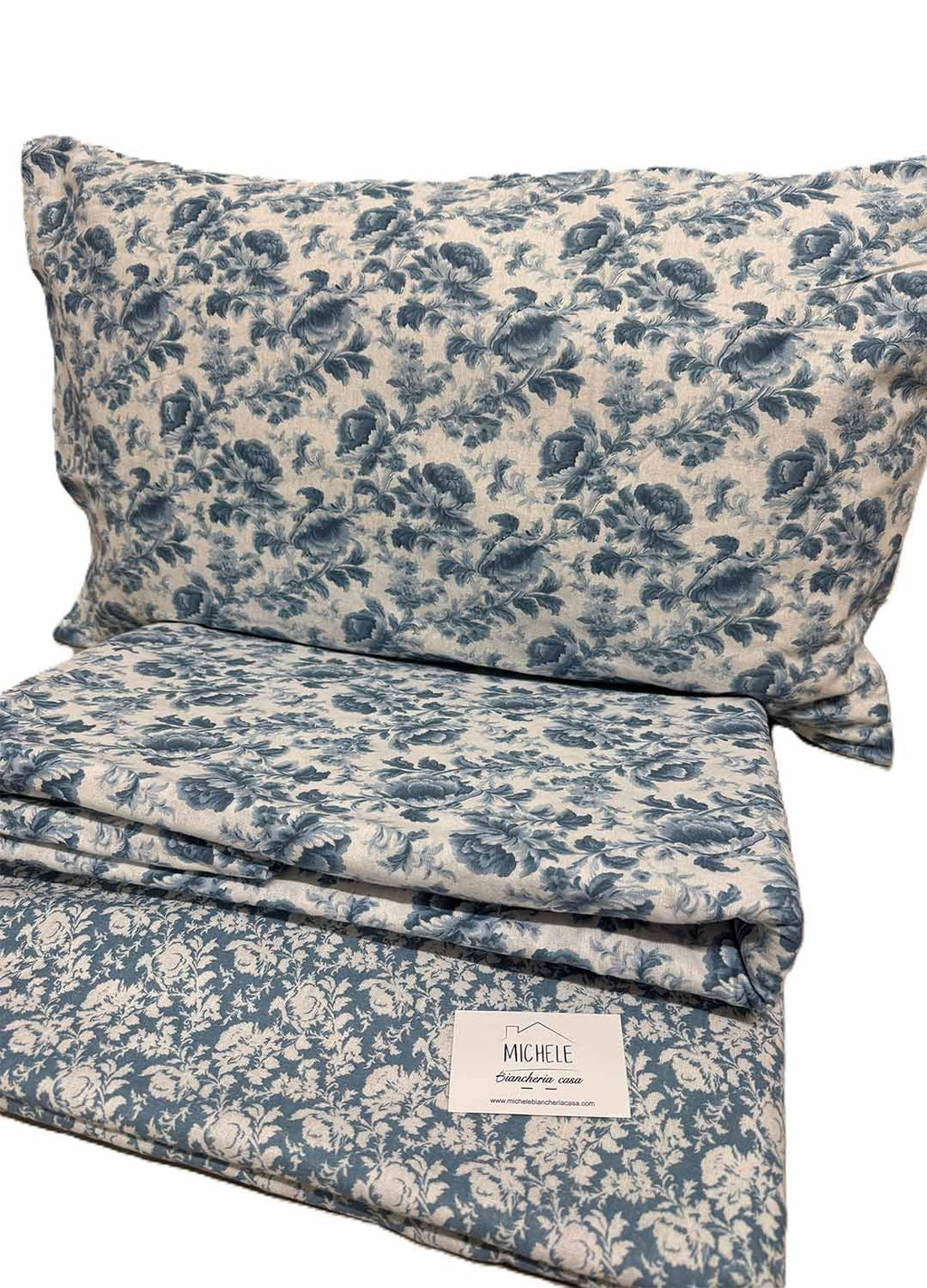 Completo Letto Matrimoniale in Flanella Floral Blue – 100% Cotone Flanella Anti Pilling
