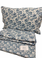Completo Letto Matrimoniale in Flanella Floral Blue – 100% Cotone Flanella Anti Pilling