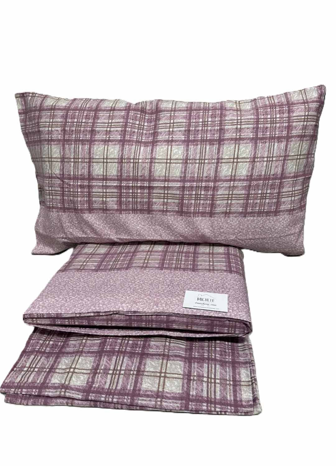 Completo lenzuola matrimoniali in Flanella Fantasia Scozzese