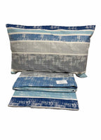 Completo Lenzuola Matrimoniale in Flanella – Fantasia Rigata Blu e Grigia