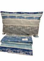 Completo Lenzuola Matrimoniale in Flanella – Fantasia Rigata Blu e Grigia