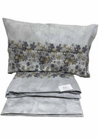 Completo Lenzuola Matrimoniale in Flanella – Fantasia Floreale Grigio Tortora
