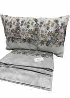 Completo Lenzuola Matrimoniale in Flanella – Fantasia Floreale Grigio Tortora