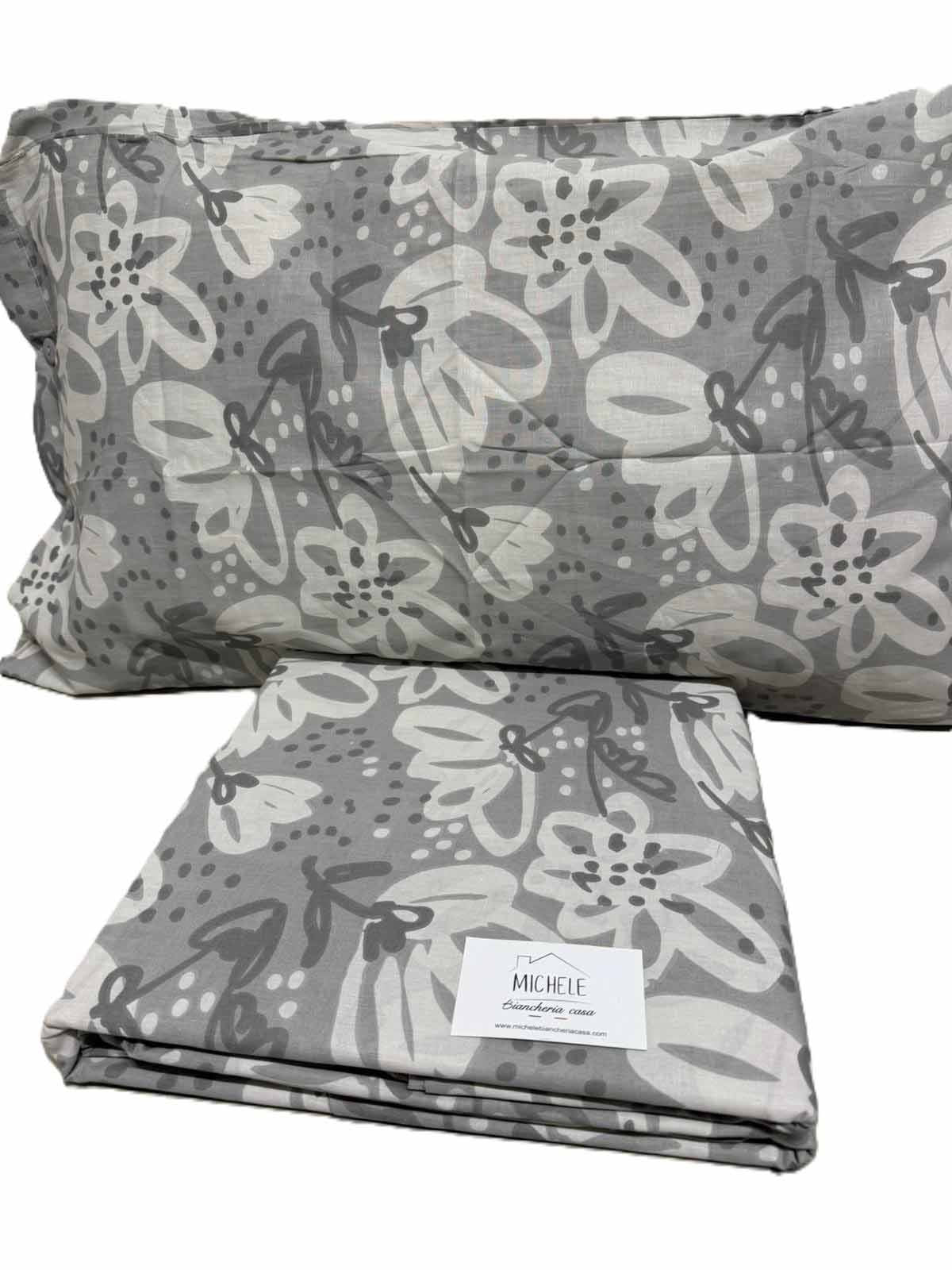 Copripiumino Matrimoniale Floral Grey – 100% Cotone Morbido | Stile Floreale Moderno