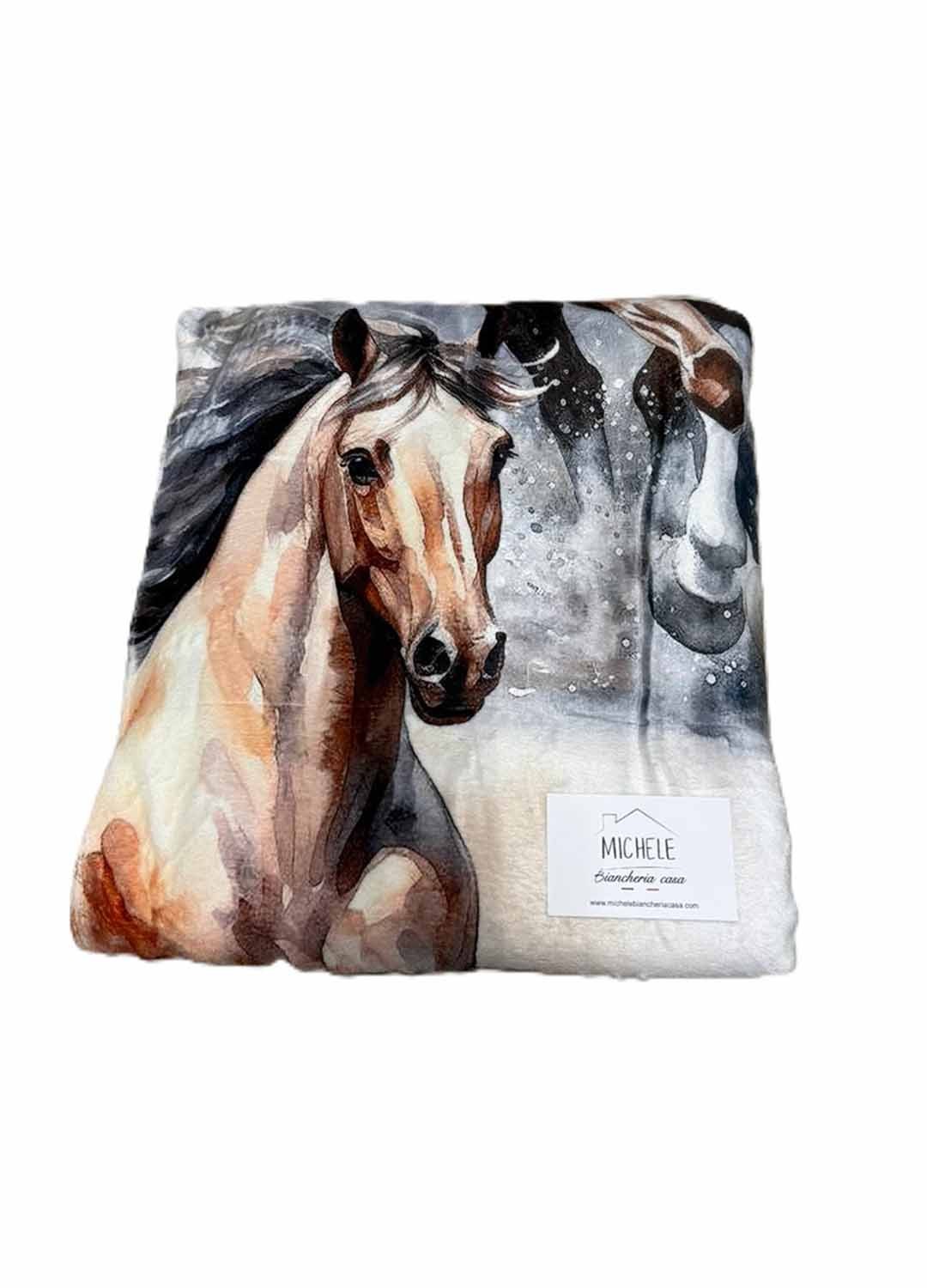 Plaid Agnellato Cavalli 130x160 cm – Coperta Morbida con Stampa Digitale ad Alta Definizione