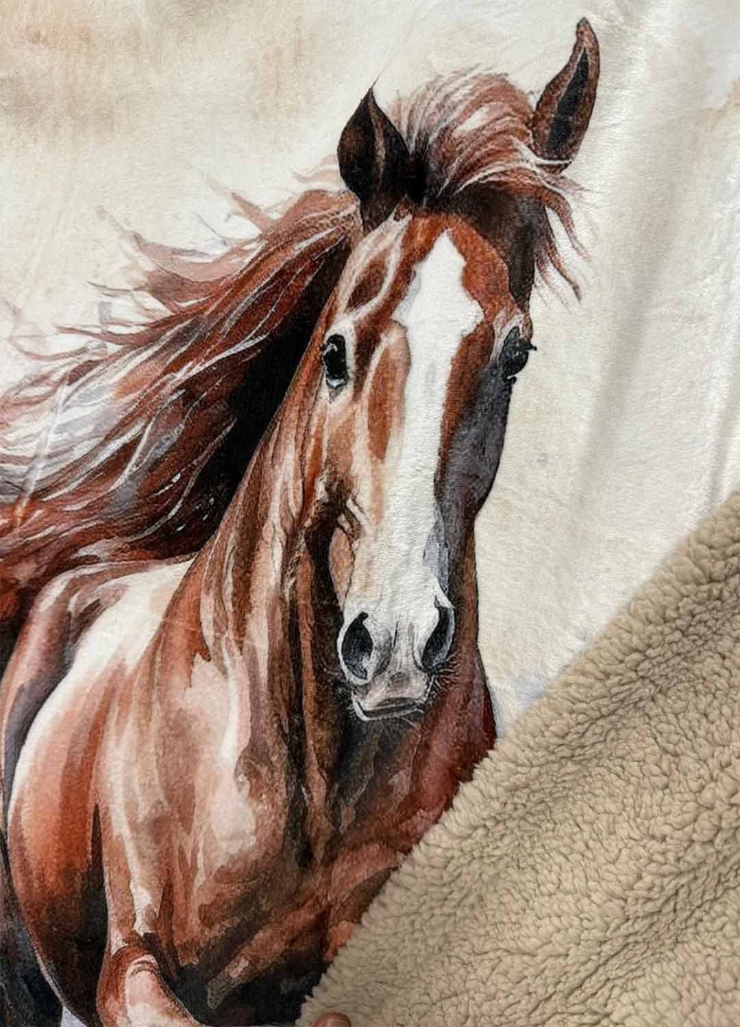 Plaid Agnellato Cavalli 130x160 cm – Coperta Morbida con Stampa Digitale ad Alta Definizione