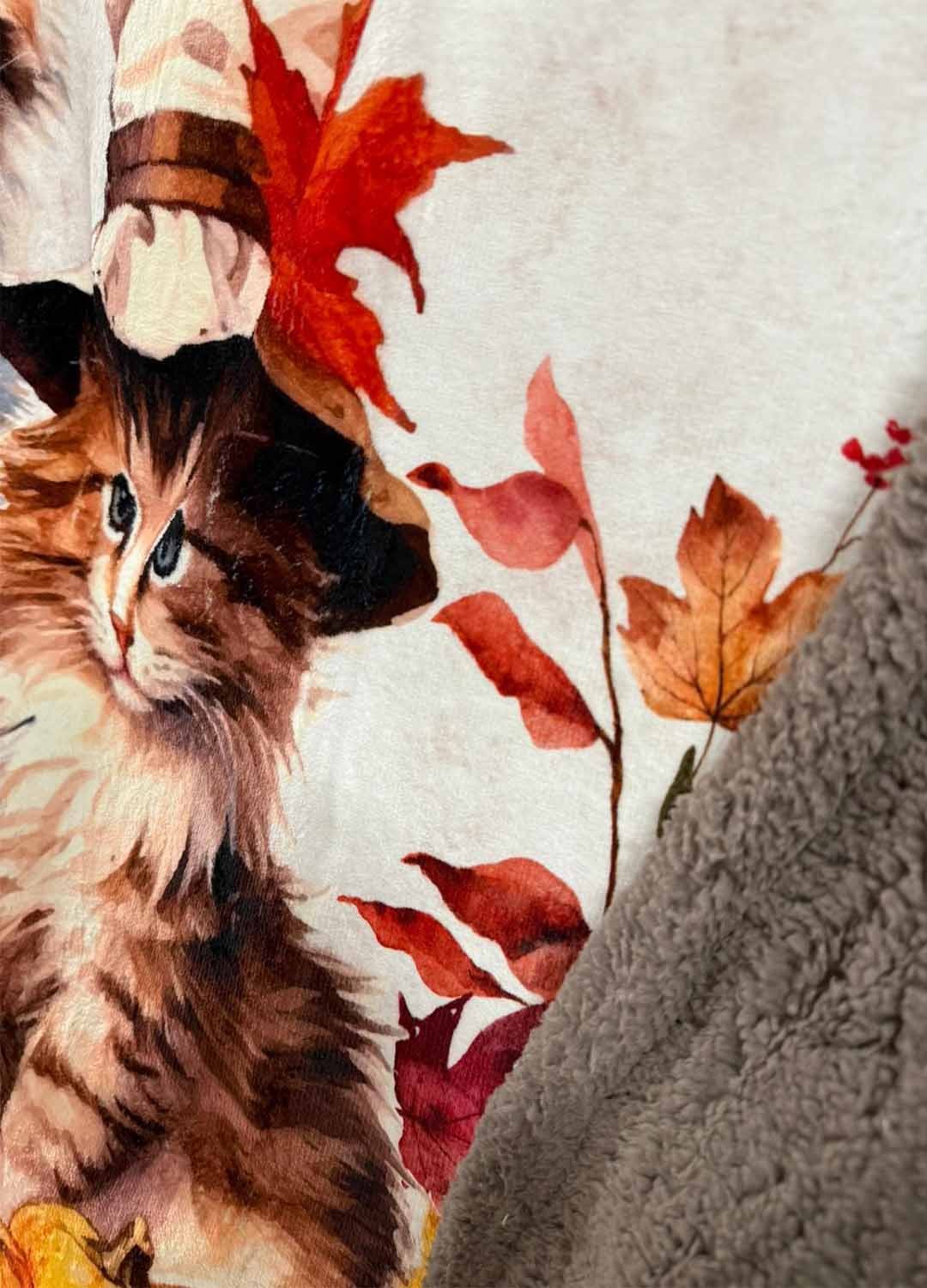 Plaid Agnellato Gatti 130x160 cm – Coperta Morbida con Stampa Digitale 3D Realistica