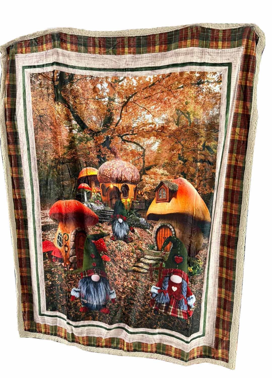 Plaid Agnellato Casetta nel Bosco 130x160 cm – Coperta Morbida con Stampa Digitale Fiabesca