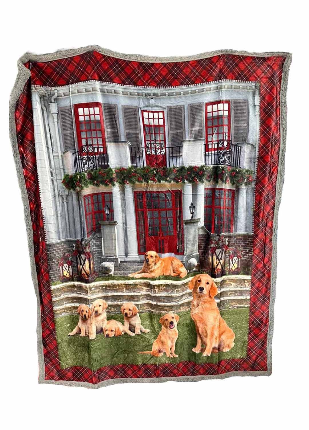 Plaid Agnellato Cani 130x160 cm – Coperta Calda con Stampa Digitale Realistica