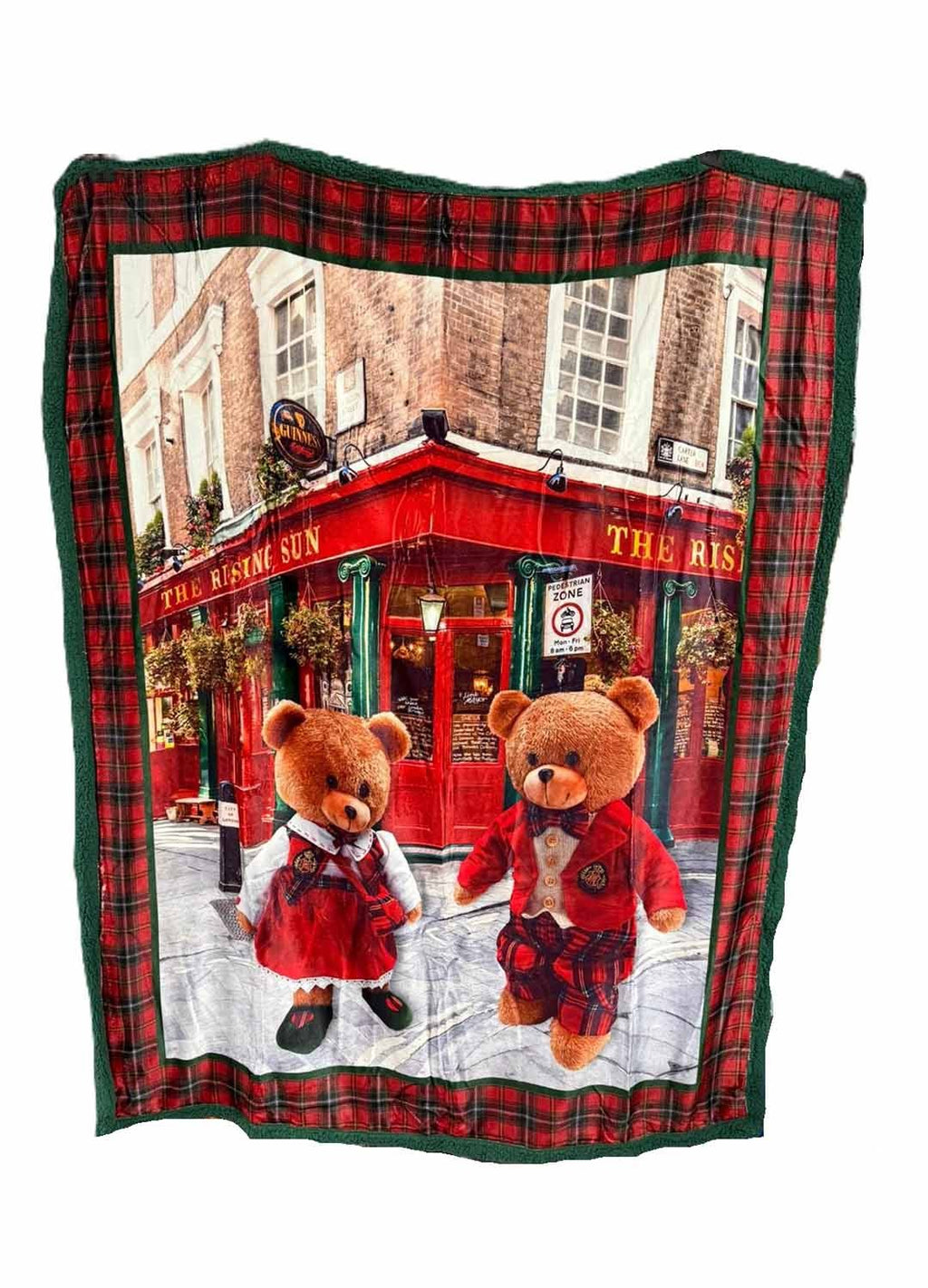Plaid Agnellato Orsetto Scozzese 130x160 cm – Coperta Morbida con Stampa Digitale