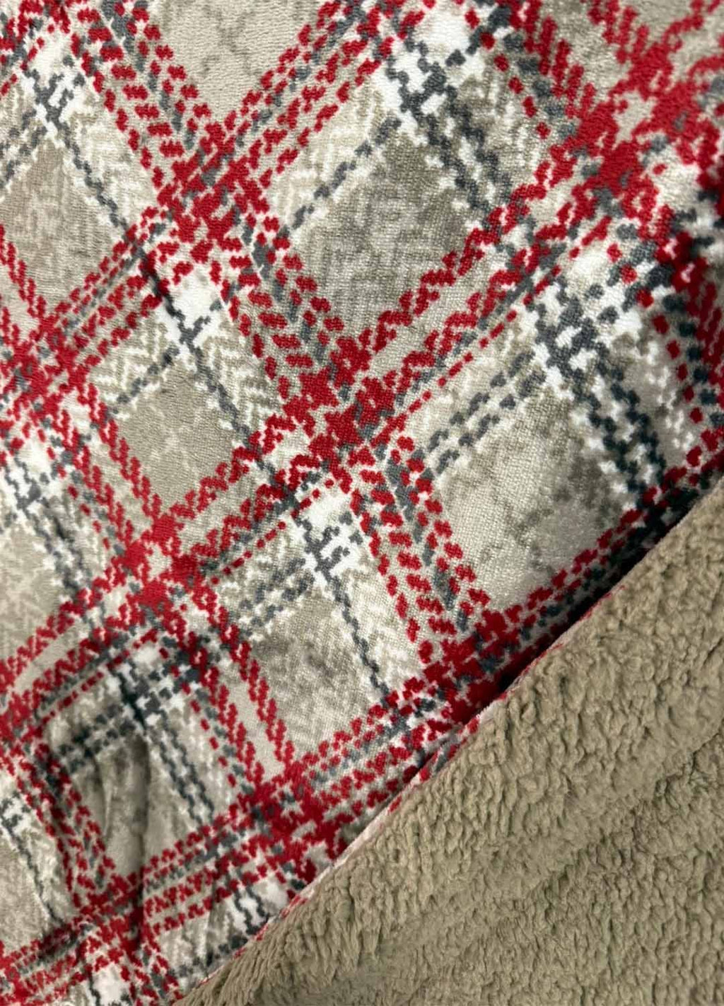 Plaid Agnellato Scozzese 130x160 cm – Coperta Calda in Flannel con Interno Effetto Pelliccia