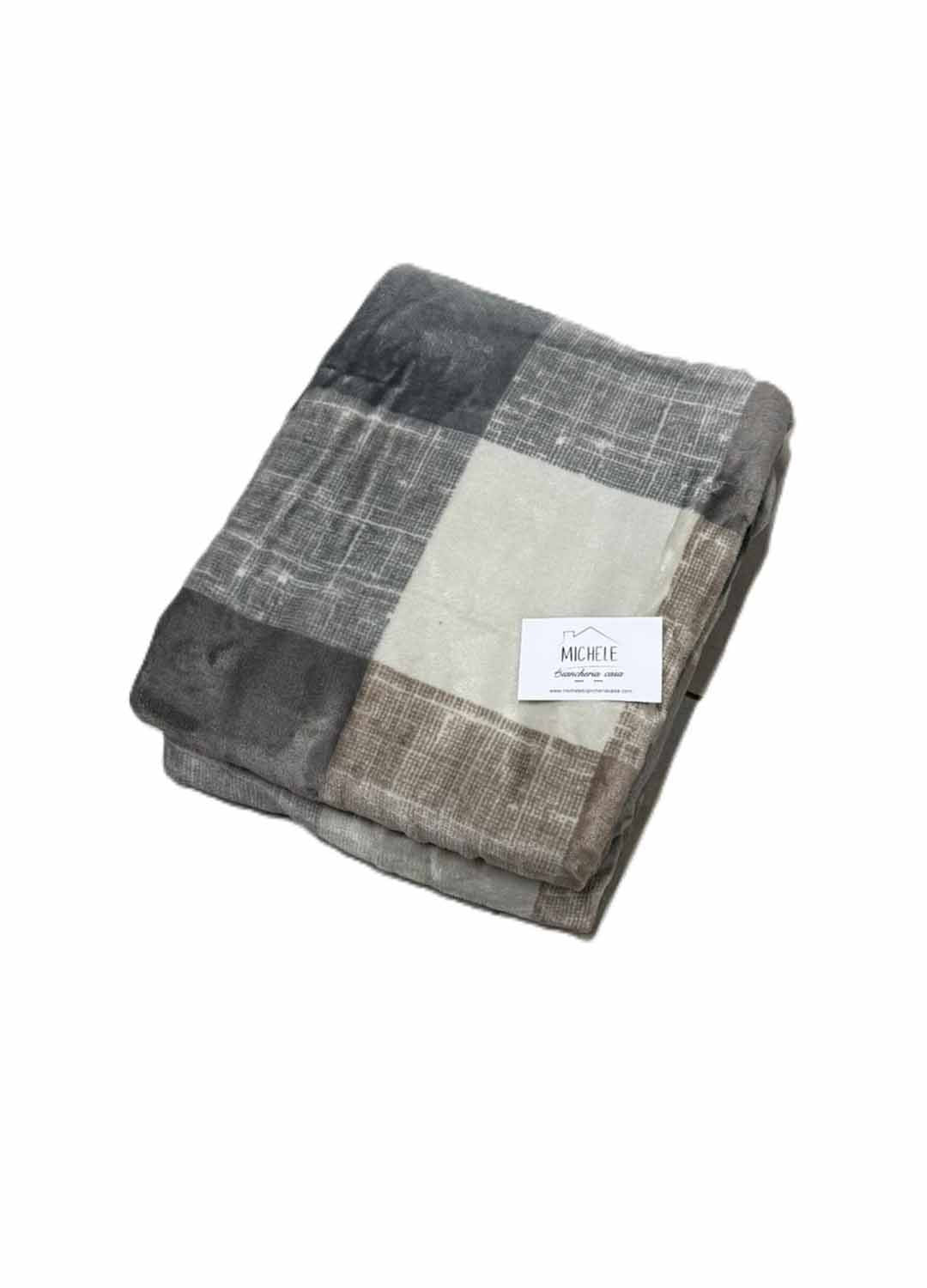 Plaid Agnellato a Quadroni 130x160 cm – Coperta Calda in Flannel con Interno Effetto Pelliccia