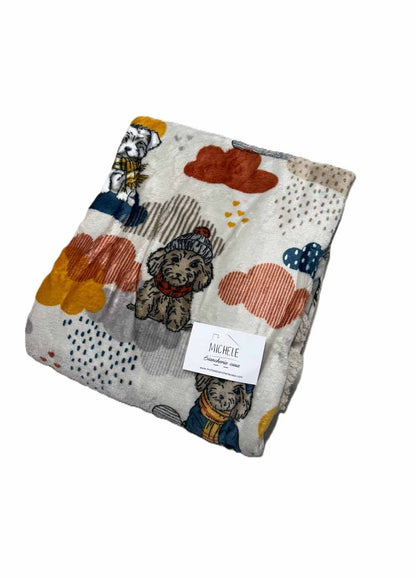 Plaid Agnellato Cagnolini 130x160 cm – Coperta Morbida in Flannel con Interno Effetto Pelliccia