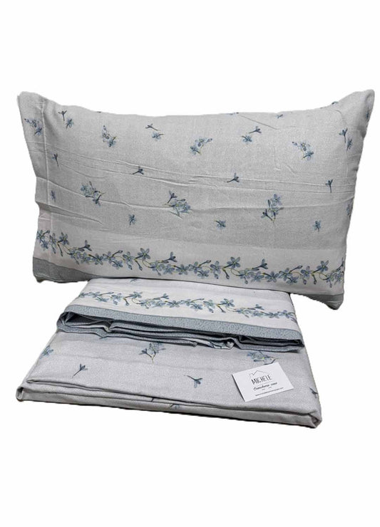 Lenzuola Matrimoniali in Flanella “Fiori di Neve Azzurro” – 100% Cotone Caldo e Morbido Made in Italy