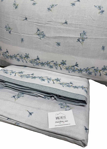 Lenzuola Matrimoniali in Flanella “Fiori di Neve Azzurro” – 100% Cotone Caldo e Morbido Made in Italy