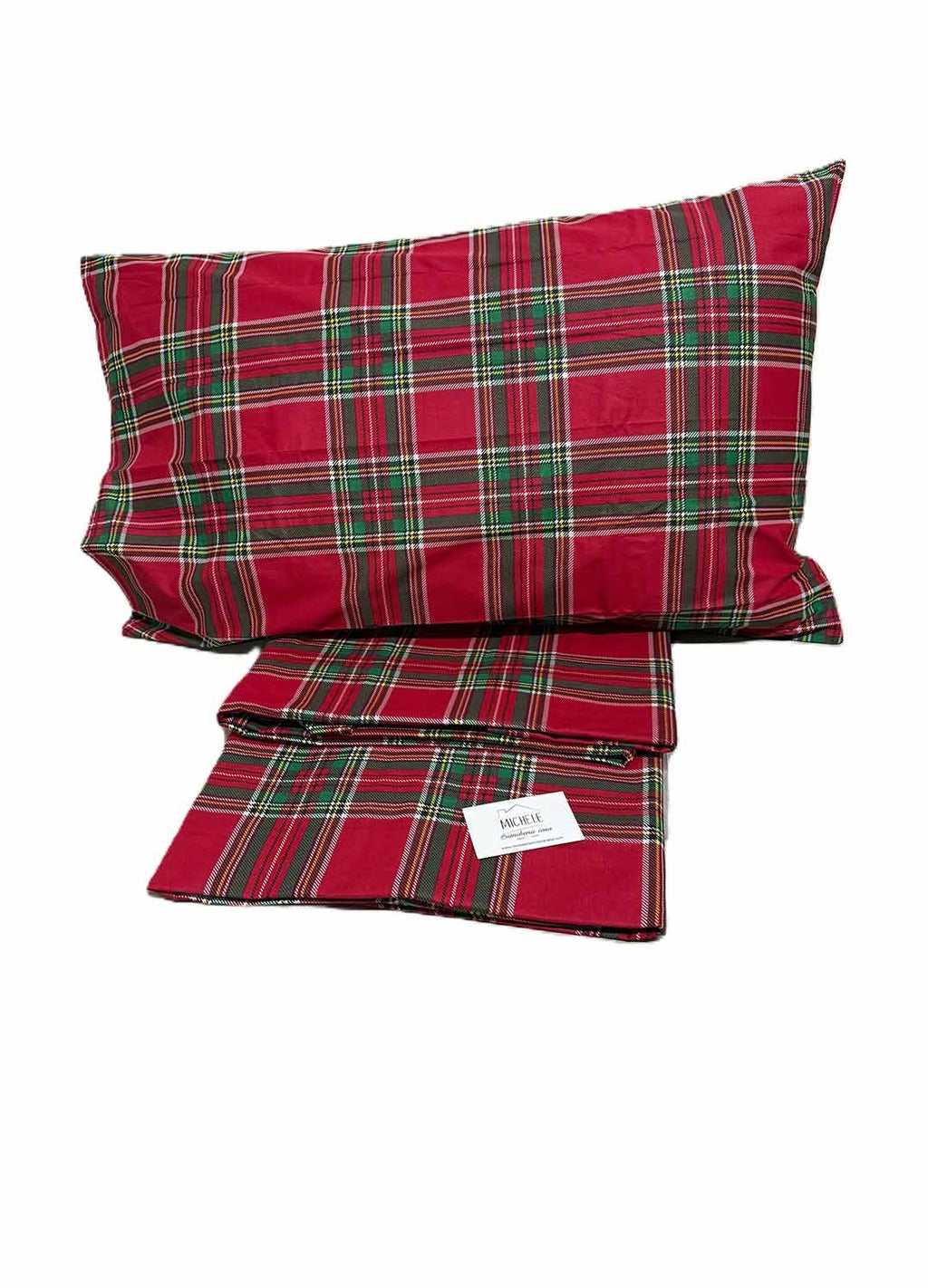 Lenzuola Matrimoniali 100% Cotone “Tartan Rosso Classic” – Set Letto Scozzese Elegante Made in Italy
