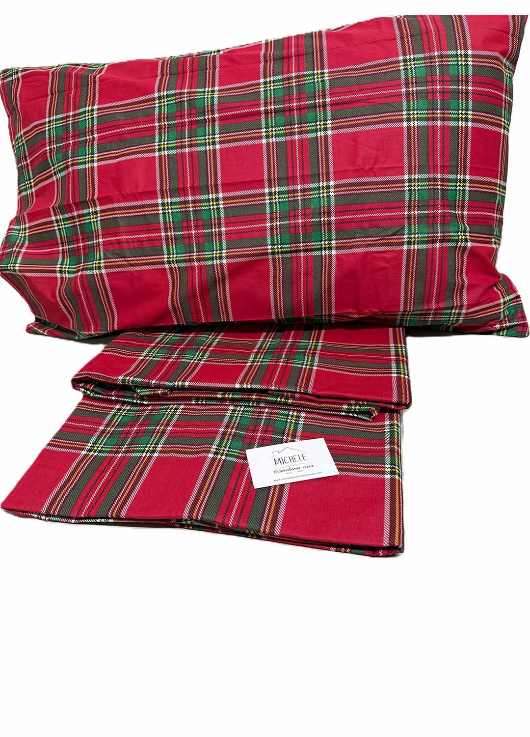 Lenzuola Matrimoniali 100% Cotone “Tartan Rosso Classic” – Set Letto Scozzese Elegante Made in Italy